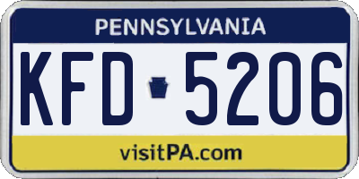 PA license plate KFD5206