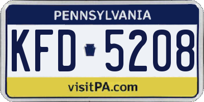 PA license plate KFD5208