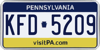 PA license plate KFD5209
