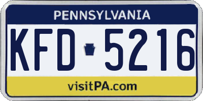 PA license plate KFD5216