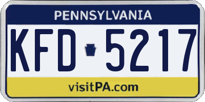 PA license plate KFD5217