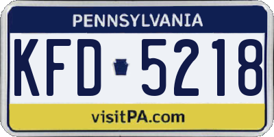 PA license plate KFD5218