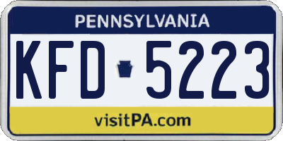 PA license plate KFD5223