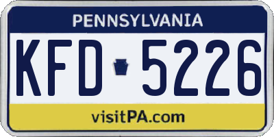 PA license plate KFD5226