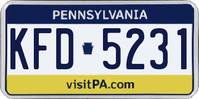 PA license plate KFD5231