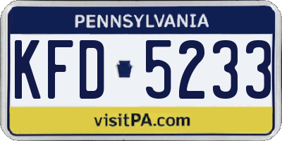 PA license plate KFD5233