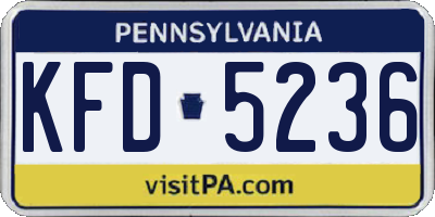 PA license plate KFD5236