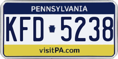 PA license plate KFD5238