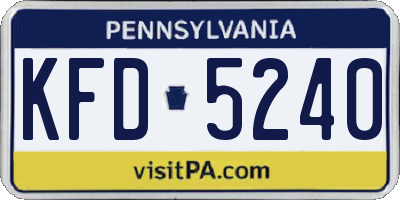 PA license plate KFD5240