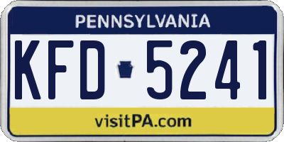 PA license plate KFD5241
