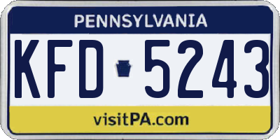 PA license plate KFD5243