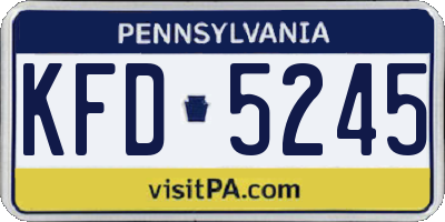 PA license plate KFD5245