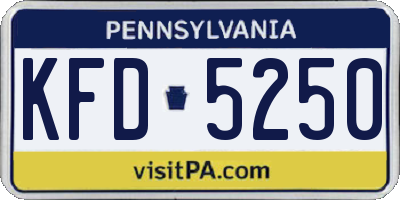 PA license plate KFD5250