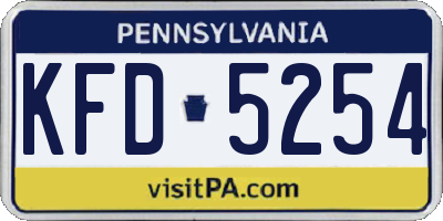 PA license plate KFD5254