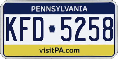 PA license plate KFD5258