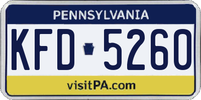 PA license plate KFD5260