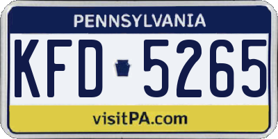 PA license plate KFD5265