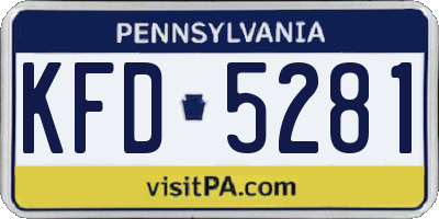 PA license plate KFD5281