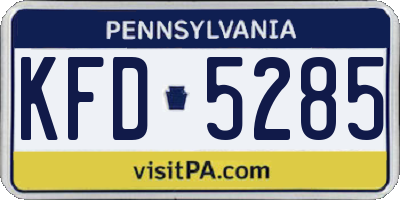 PA license plate KFD5285