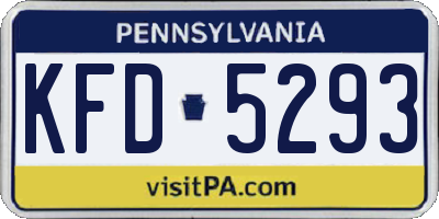 PA license plate KFD5293
