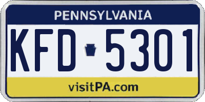 PA license plate KFD5301