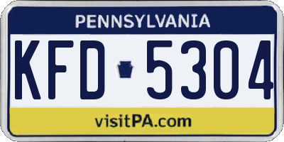PA license plate KFD5304