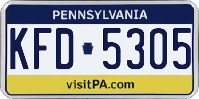 PA license plate KFD5305