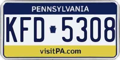 PA license plate KFD5308
