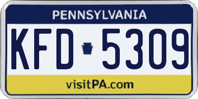 PA license plate KFD5309