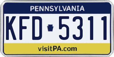 PA license plate KFD5311