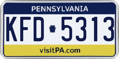 PA license plate KFD5313