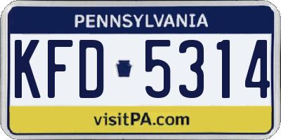 PA license plate KFD5314