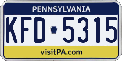 PA license plate KFD5315