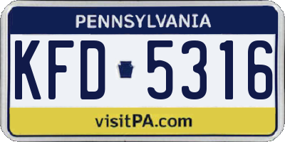 PA license plate KFD5316