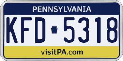 PA license plate KFD5318