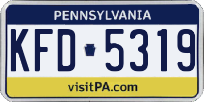 PA license plate KFD5319