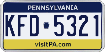 PA license plate KFD5321