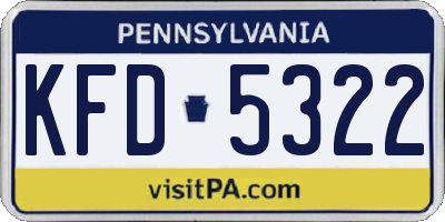 PA license plate KFD5322