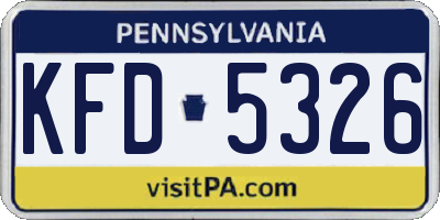 PA license plate KFD5326