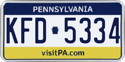 PA license plate KFD5334
