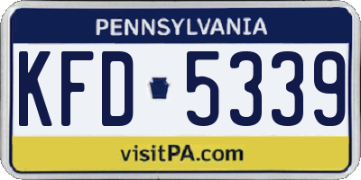 PA license plate KFD5339