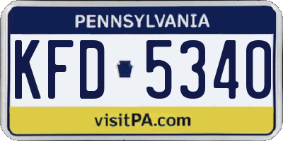 PA license plate KFD5340