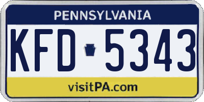 PA license plate KFD5343