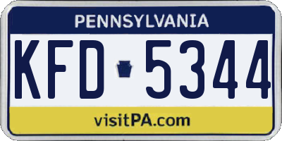 PA license plate KFD5344