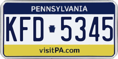 PA license plate KFD5345
