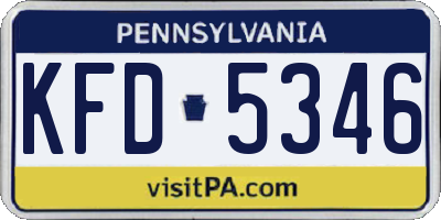 PA license plate KFD5346