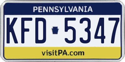 PA license plate KFD5347