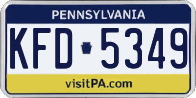 PA license plate KFD5349