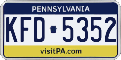 PA license plate KFD5352