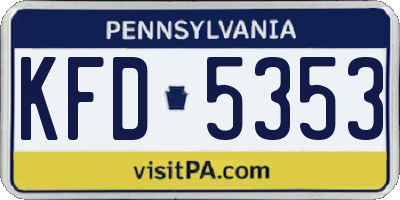 PA license plate KFD5353